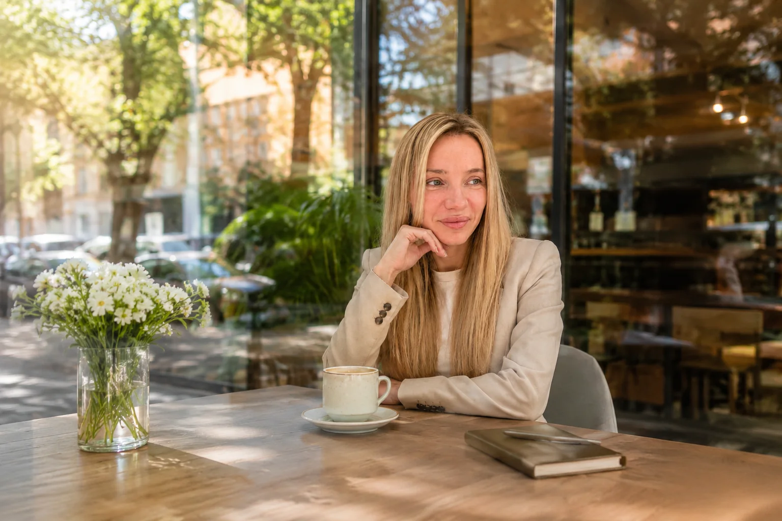 Justyna Żakowska podczas spotkania biznesowego